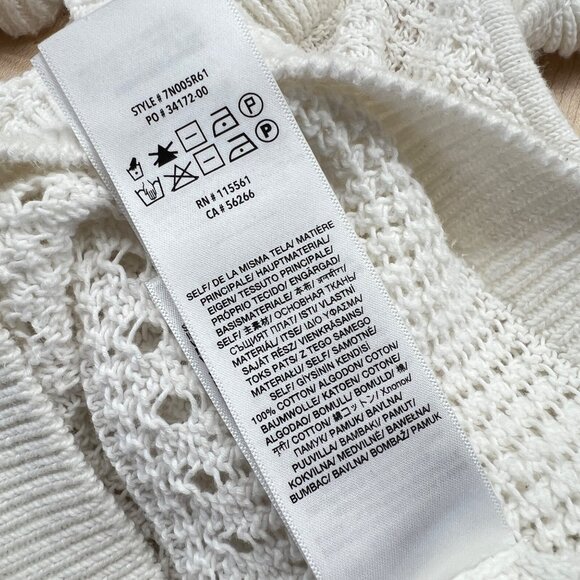 7 For All Mankind Crochet Ruffle Sleeveless Open Knit Top Ecru XS - Picture 11 of 12